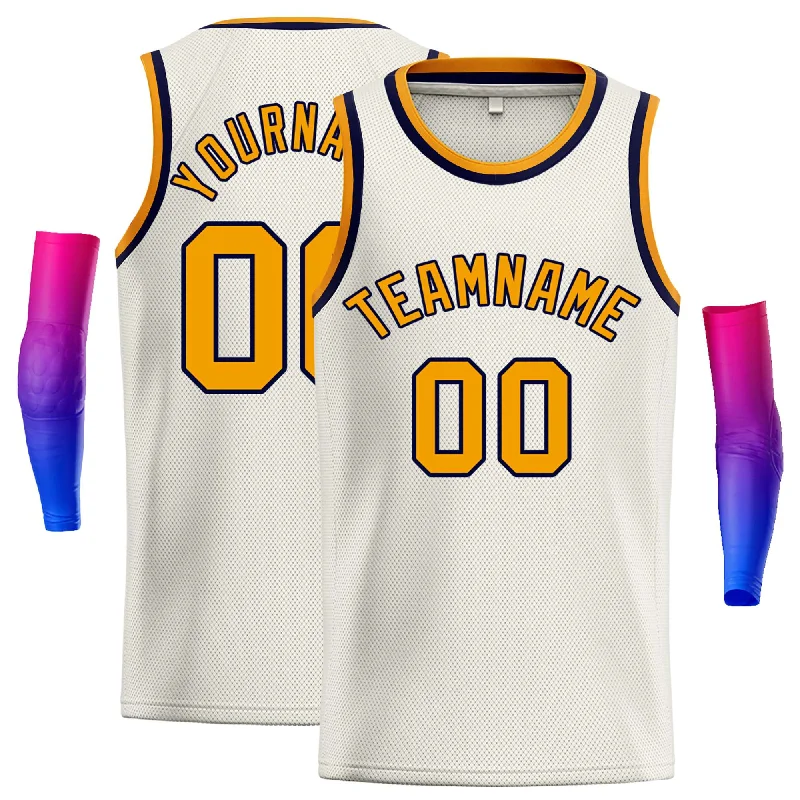 Basketball Jersey for Comfort and Breathability-Custom Cream Yellow-Black Classic Tops Casual Basketball Jersey