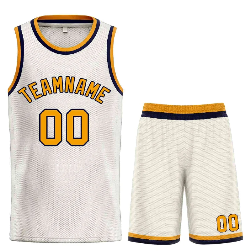 Basketball Jersey for Comfortable Fit for Every Player-Custom Cream Yellow-Navy Classic Sets Bull Basketball Jersey