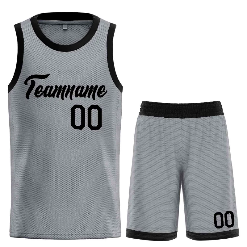 Basketball Jersey with Breathable Fabric for Hot Weather-Custom Dark Gray Black Heal Sports Uniform Classic Sets Basketball Jersey