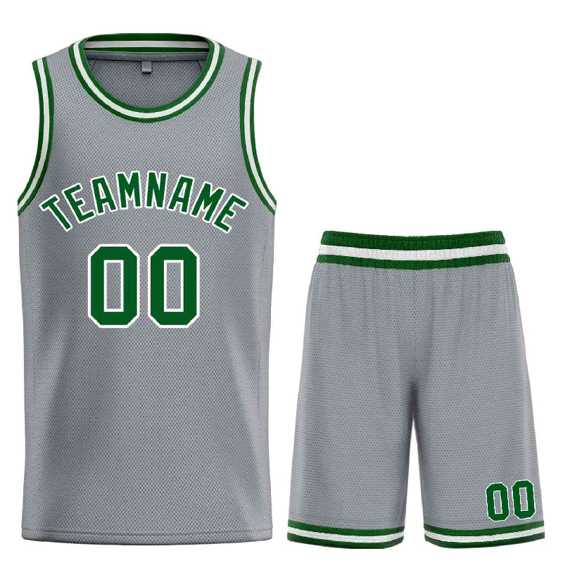 Basketball Jersey with Mesh Design for Breathability-Custom Dark Gray Green-White Classic Sets Bull Basketball Jersey