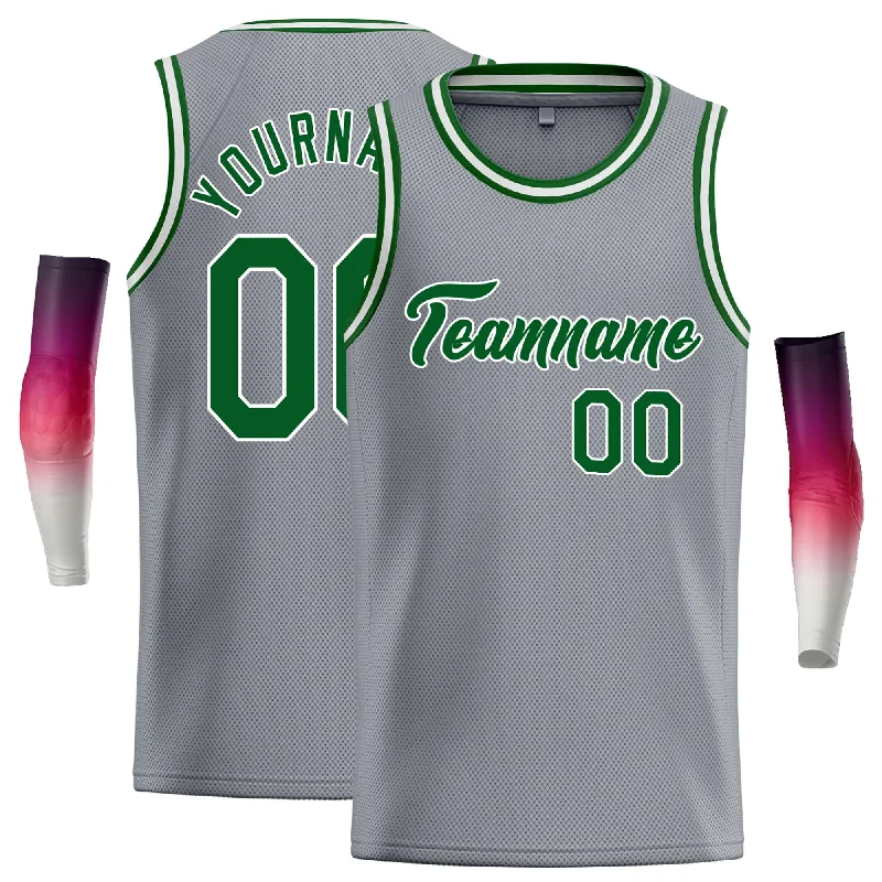 Basketball Jersey for Team Spirit-Custom Dark Gray Green-White Classic Tops Casual Basketball Jersey