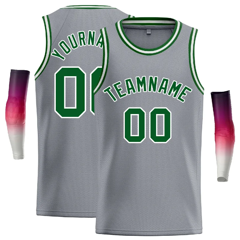 Basketball Jersey for Customizable Team Uniforms-Custom Dark Gray Green-White Classic Tops Casual Basketball Jersey