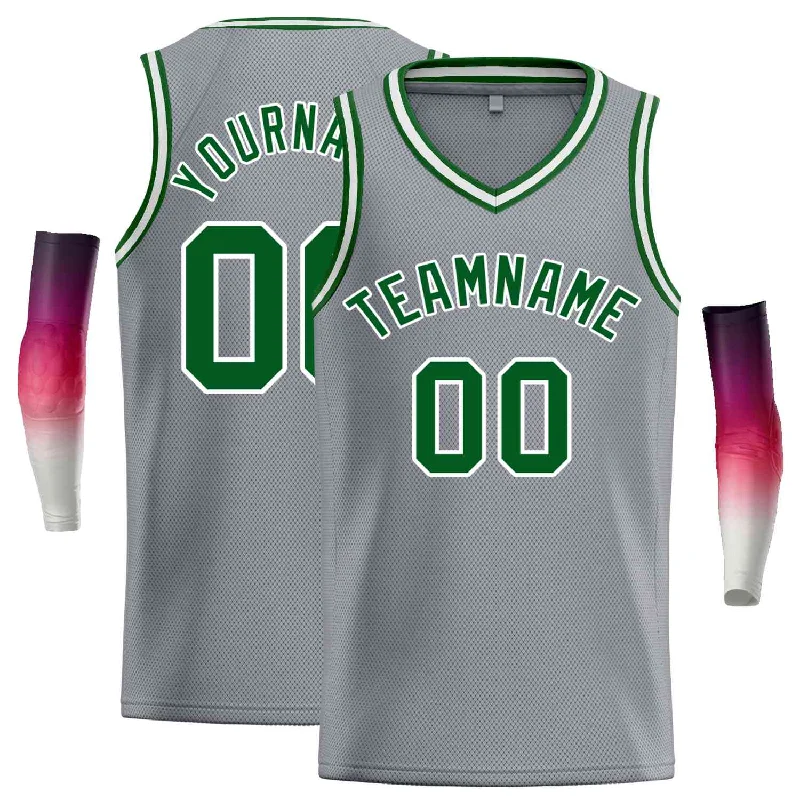 Basketball Jersey for Both Men and Women Players-Custom Dark Gray Green-White Classic Tops Men Casual Basketball Jersey