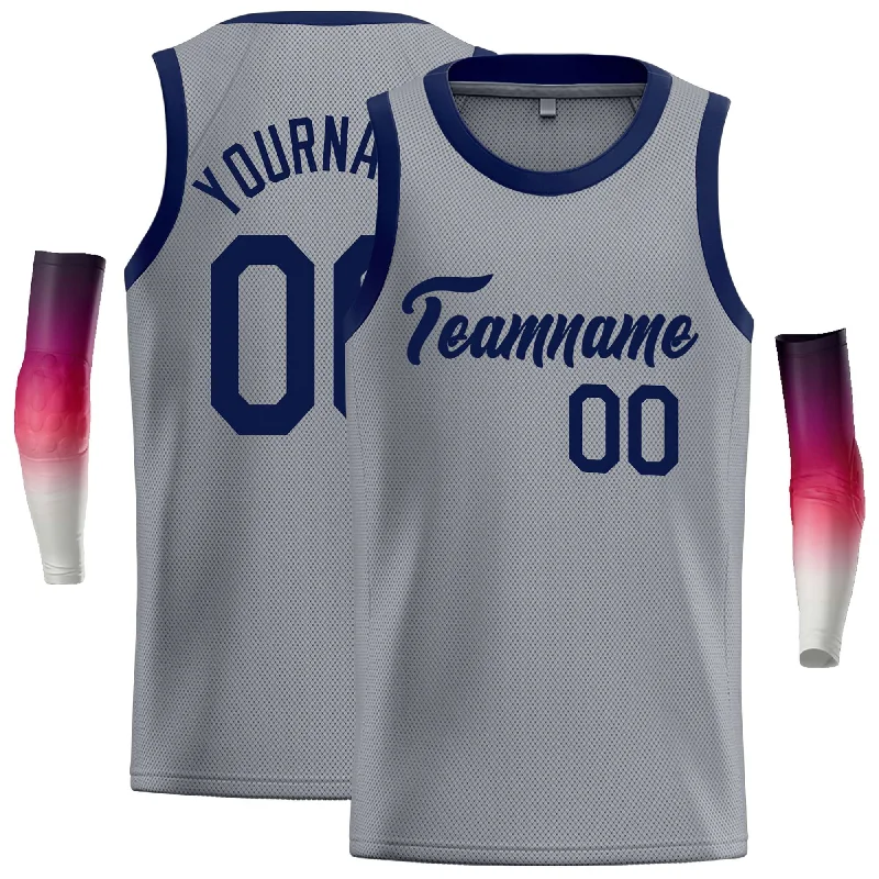 Basketball Jersey with Stretch Panels for Flexibility-Custom Dark Gray Navy Classic Tops Casual Basketball Jersey