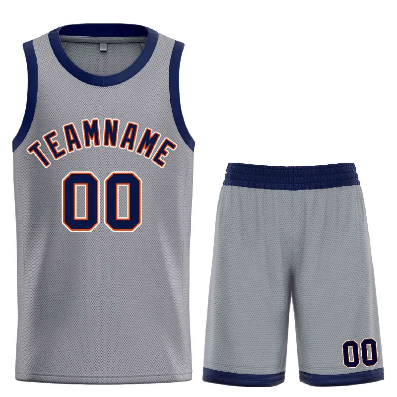 Basketball Jersey for Enhanced Comfort During Play-Custom Dark Gray Navy-Orange Classic Sets Bull Basketball Jersey