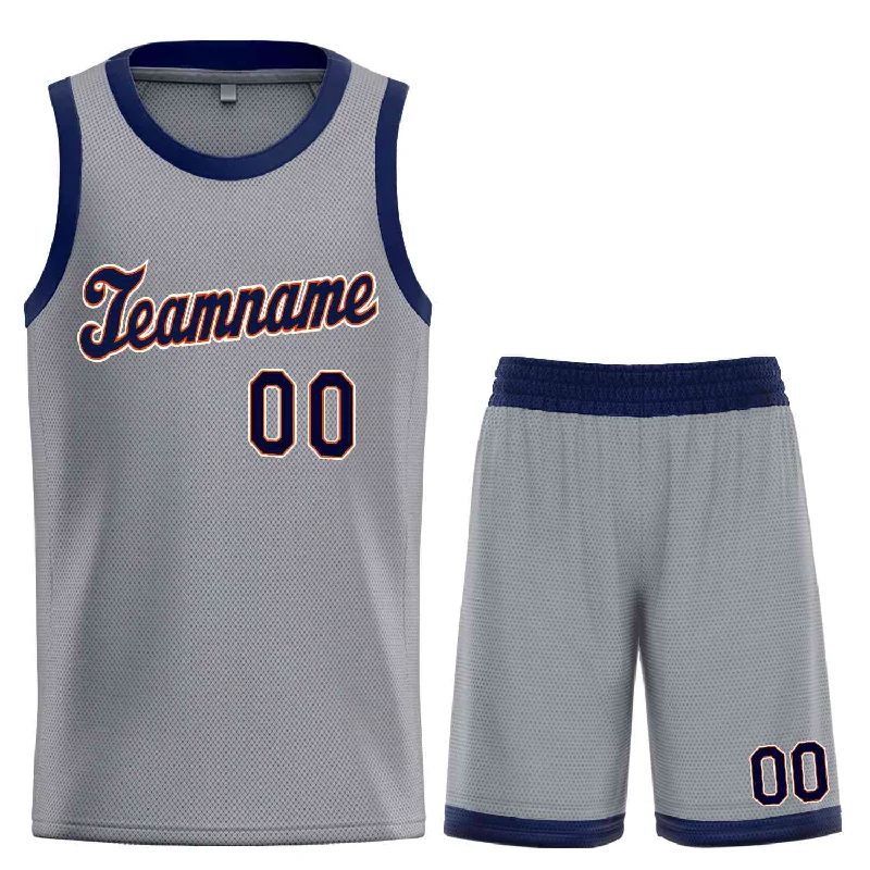 Basketball Jersey with Moisture-Wicking Technology-Custom Dark Gray Navy-Orange Classic Sets Sports Uniform Basketball Jersey