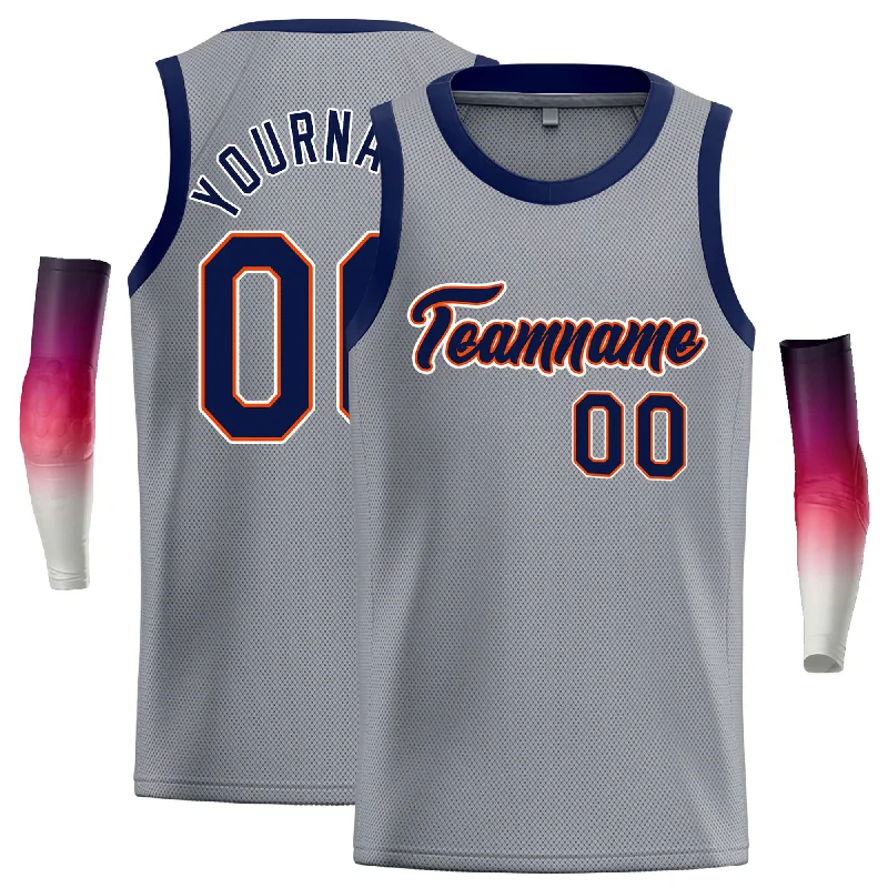 Basketball Jersey for Professional Performance-Custom Dark Gray Navy-Orange Classic Tops Casual Basketball Jersey