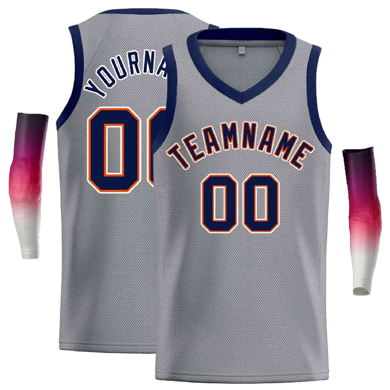 Basketball Jersey with Adjustable Fit for Better Comfort-Custom Dark Gray Navy-Orange Classic Tops Men Casual Basketball Jersey