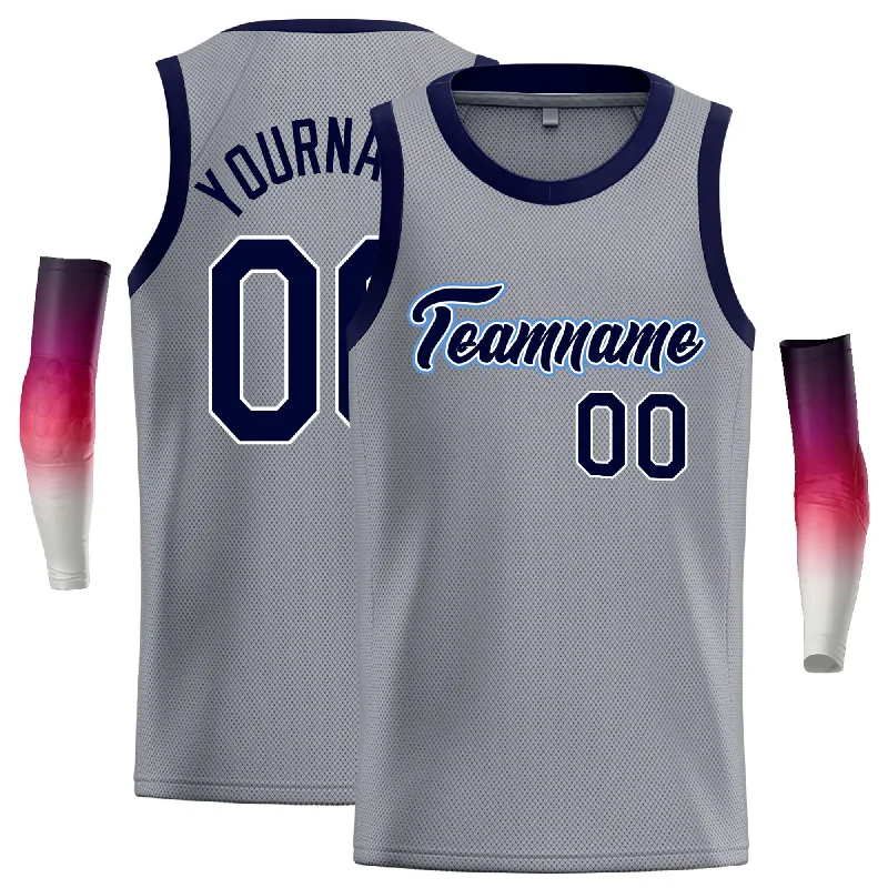 Basketball Jersey for All-Season Comfort-Custom Dark Gray Navy-White Classic Tops Casual Basketball Jersey