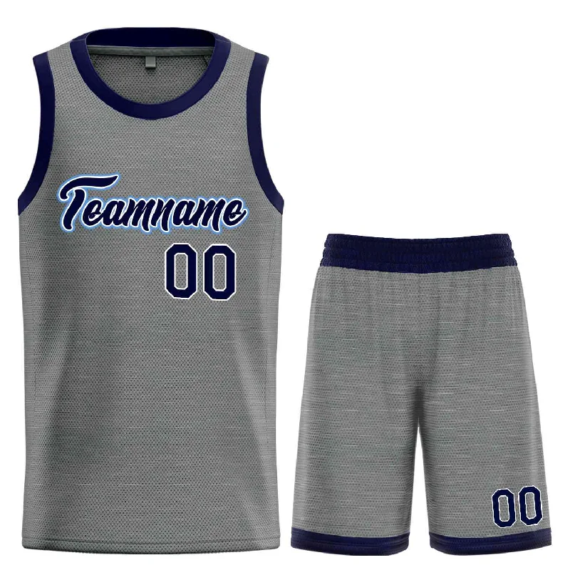 Basketball Jersey with Stretchable Fabric for Best Fit-Custom Dark Gray Navy-White Heal Sports Uniform Classic Sets Basketball Jersey