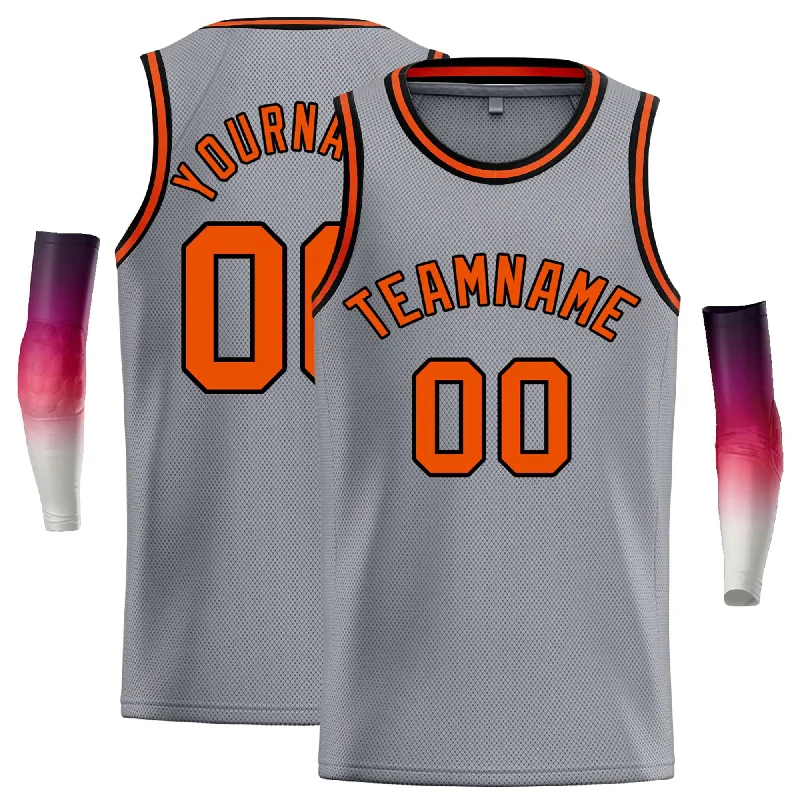 Basketball Jersey for Training and Matches-Custom Dark Gray Orange-Black Classic Tops Casual Basketball Jersey