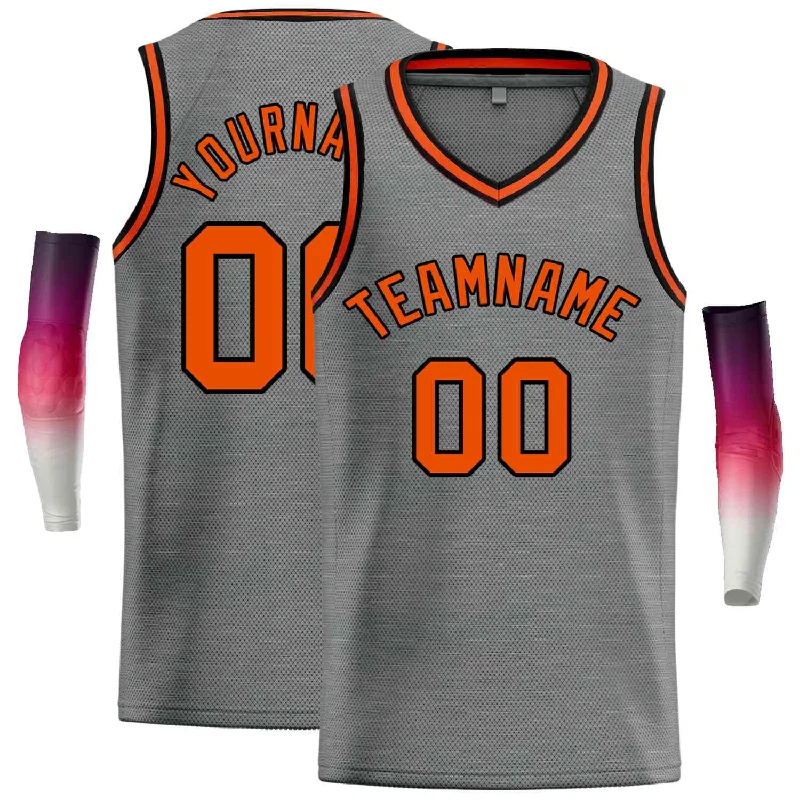 Basketball Jersey for Reliable Fit and Durability-Custom Dark Gray Orange-Black Classic Tops Men Casual Basketball Jersey