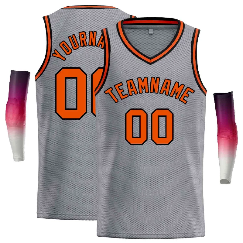 Basketball Jersey with Stylish Cut and Design-Custom Dark Gray Orange-Black Classic Tops Men Casual Basketball Jersey