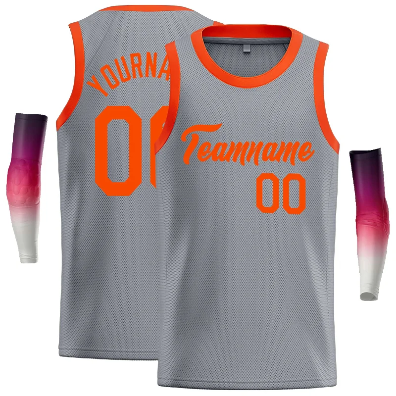 Basketball Jersey for Breathable and Soft Fit-Custom Dark Gray Orange Classic Tops Casual Basketball Jersey