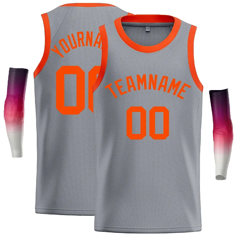 Basketball Jersey with Soft and Comfortable Fabric-Custom Dark Gray Orange Classic Tops Casual Basketball Jersey