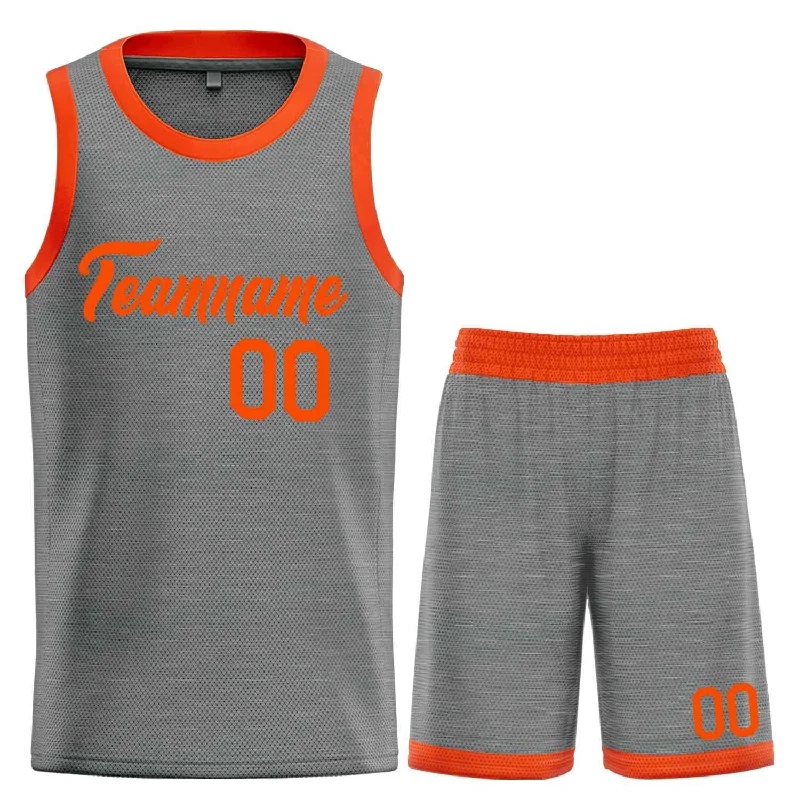 Basketball Jersey for Maximum Agility and Comfort-Custom Dark Gray Orange Heal Sports Uniform Classic Sets Basketball Jersey