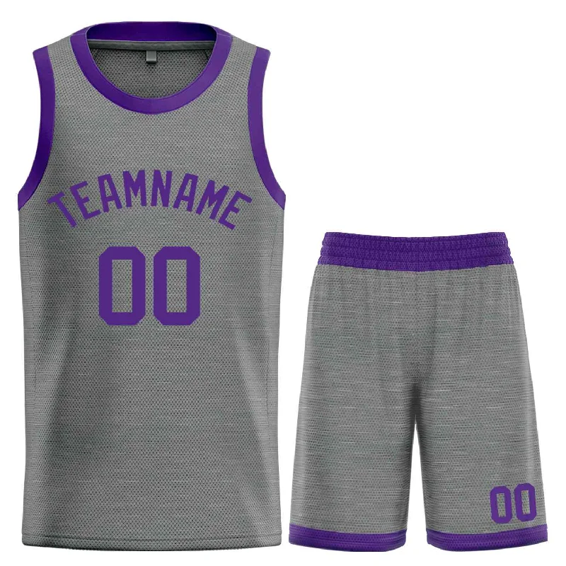 Basketball Jersey for Maximum Comfort During Quick Movements-Custom Dark Gray Purple Classic Sets Bull Basketball Jersey