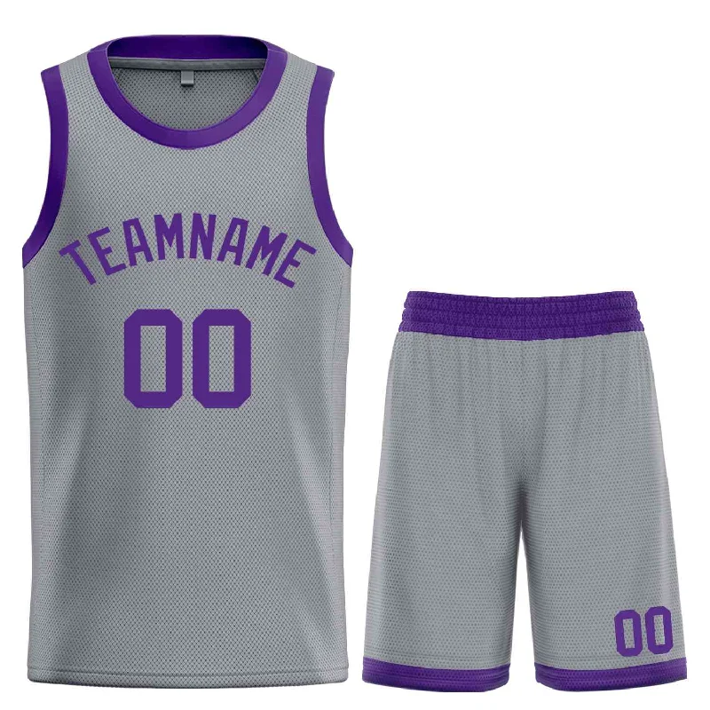 Basketball Jersey for Best Comfort During Long Games-Custom Dark Gray Purple Classic Sets Bull Basketball Jersey