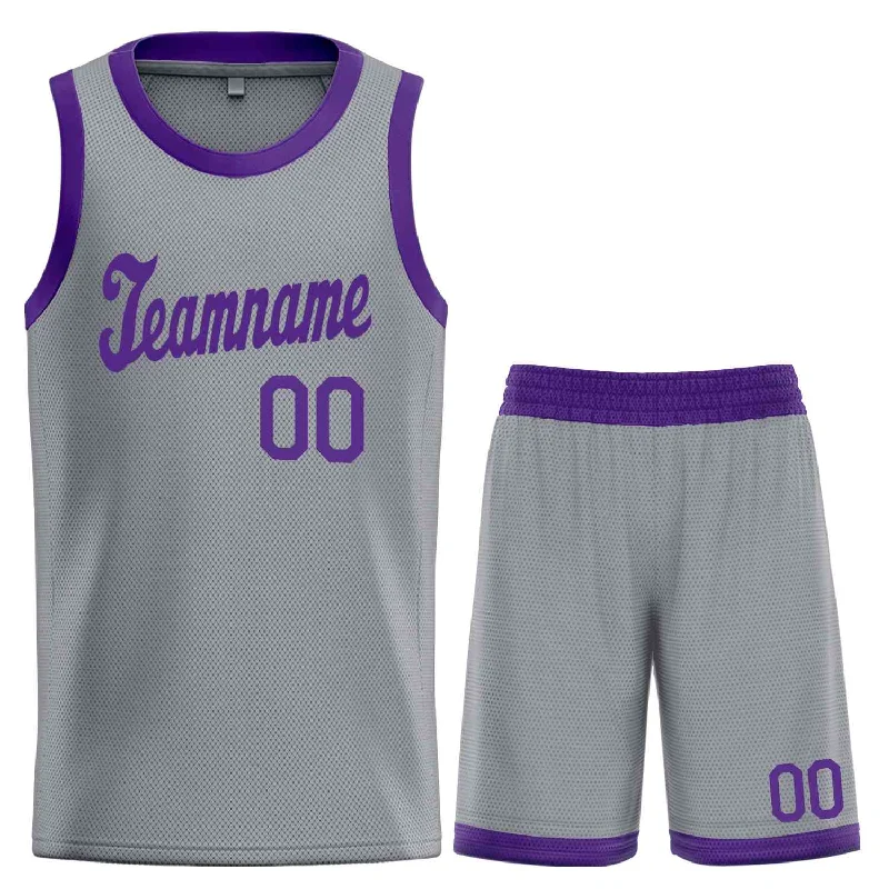 Basketball Jersey for Fast Movement and Comfortable Fit-Custom Dark Gray Purple Classic Sets Sports Uniform Basketball Jersey