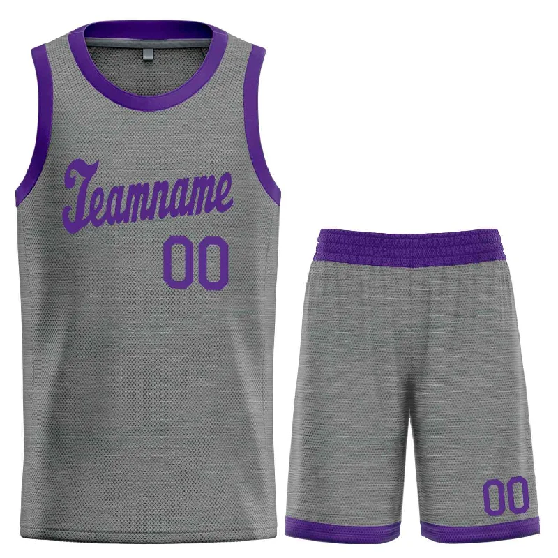 Basketball Jersey with Soft Inner Fabric for Comfort-Custom Dark Gray Purple Classic Sets Sports Uniform Basketball Jersey