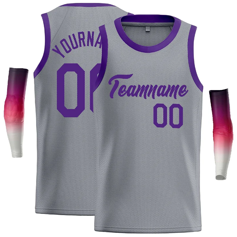 Basketball Jersey for Elite Players-Custom Dark Gray Purple Classic Tops Casual Basketball Jersey