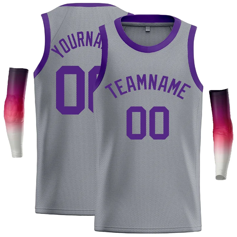 Basketball Jersey with Stretch for Better Fit-Custom Dark Gray Purple Classic Tops Casual Basketball Jersey