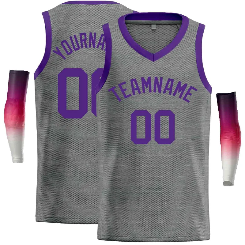 Basketball Jersey for Comfortable Fit in Every Game-Custom Dark Gray Purple-Classic Tops Men Casual Basketball Jersey