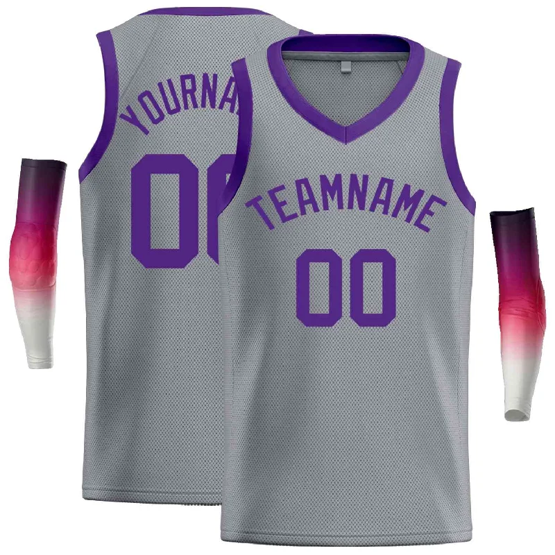 Basketball Jersey for High-Performance Movements-Custom Dark Gray Purple-Classic Tops Men Casual Basketball Jersey