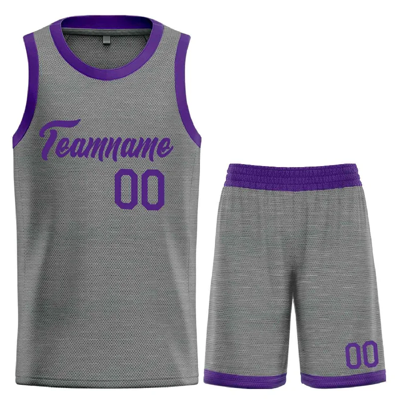 Basketball Jersey for Maximum Speed and Comfort-Custom Dark Gray Purple Heal Sports Uniform Classic Sets Basketball Jersey