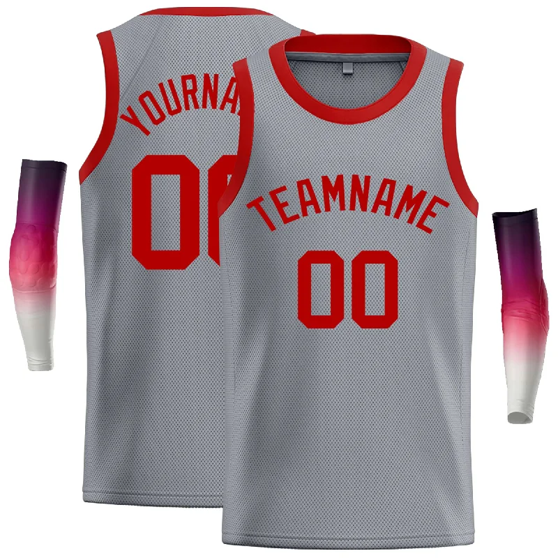 Basketball Jersey for Lightweight Breathability-Custom Dark Gray Red Classic Tops Casual Basketball Jersey