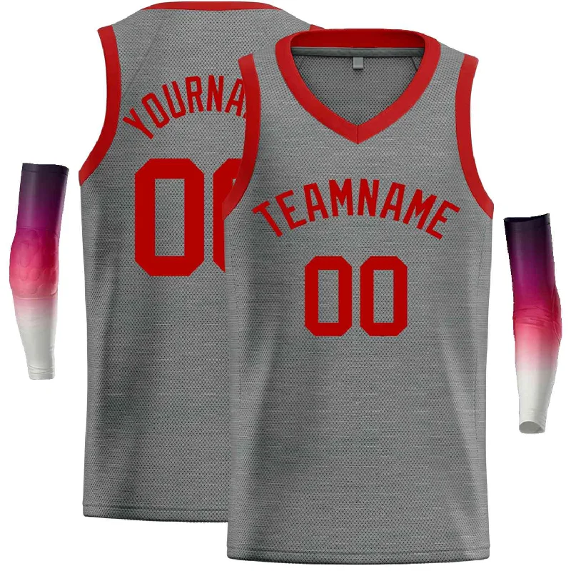 Basketball Jersey for Lightweight Play-Custom Dark Gray Red-Classic Tops Men Casual Basketball Jersey