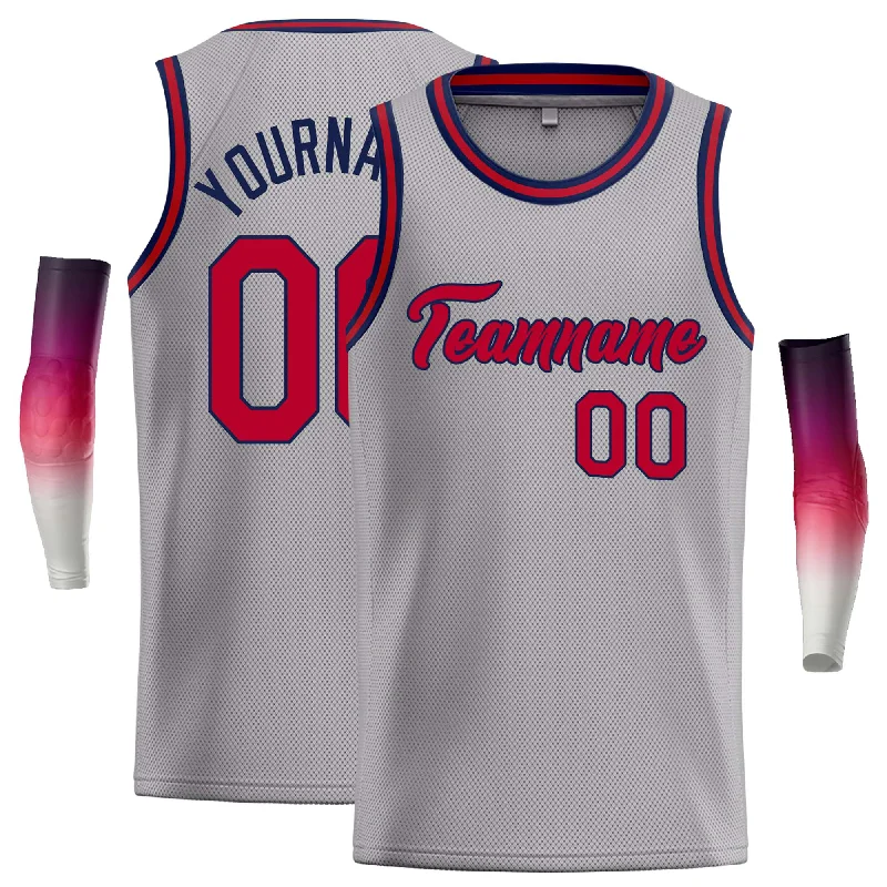 Basketball Jersey for Fast-Drying Comfort-Custom Dark Gray Red-Navy Classic Tops Casual Basketball Jersey