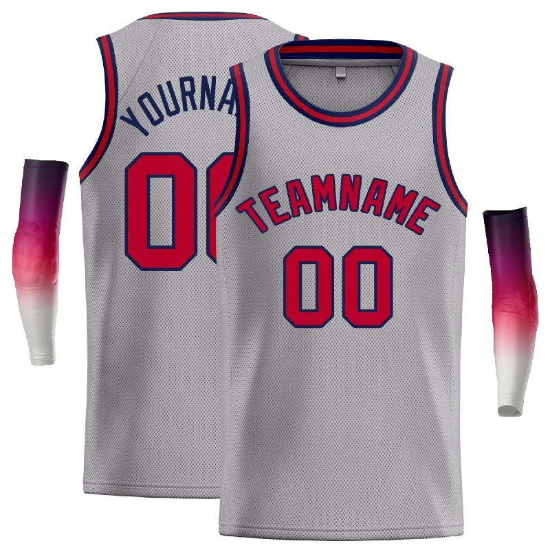 Basketball Jersey for Maximum Durability-Custom Dark Gray Red-Navy Classic Tops Casual Basketball Jersey