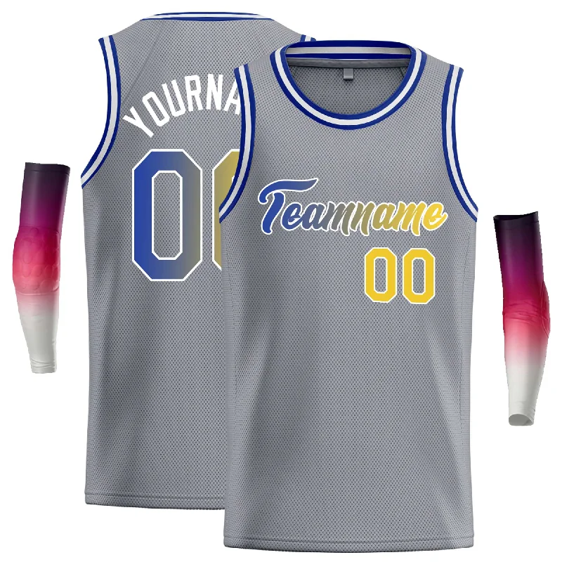 Basketball Jersey with Reinforced Seams for Durability-Custom Dark Gray Royal-White Classic Tops Casual Basketball Jersey