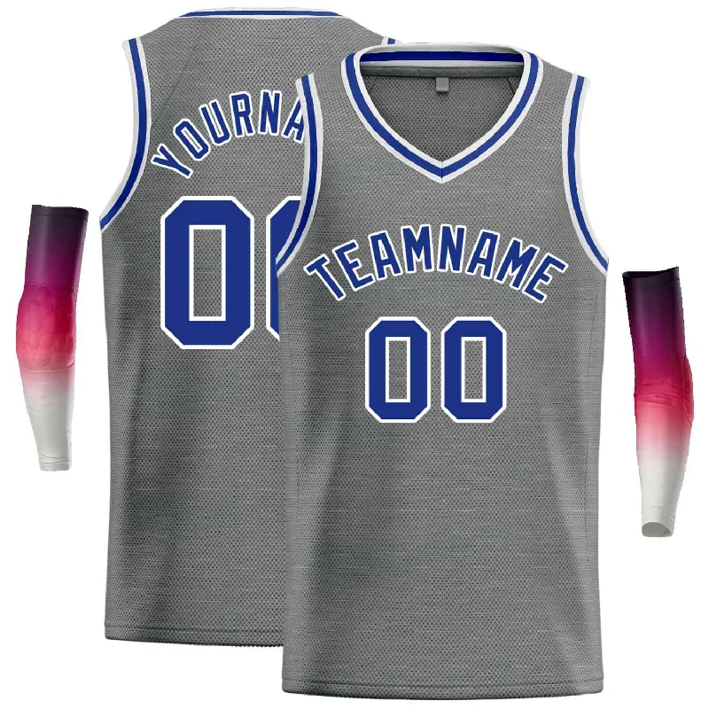 Basketball Jersey with Breathable Design for Active Play-Custom Dark Gray Royal-White Classic Tops Men Casual Basketball Jersey