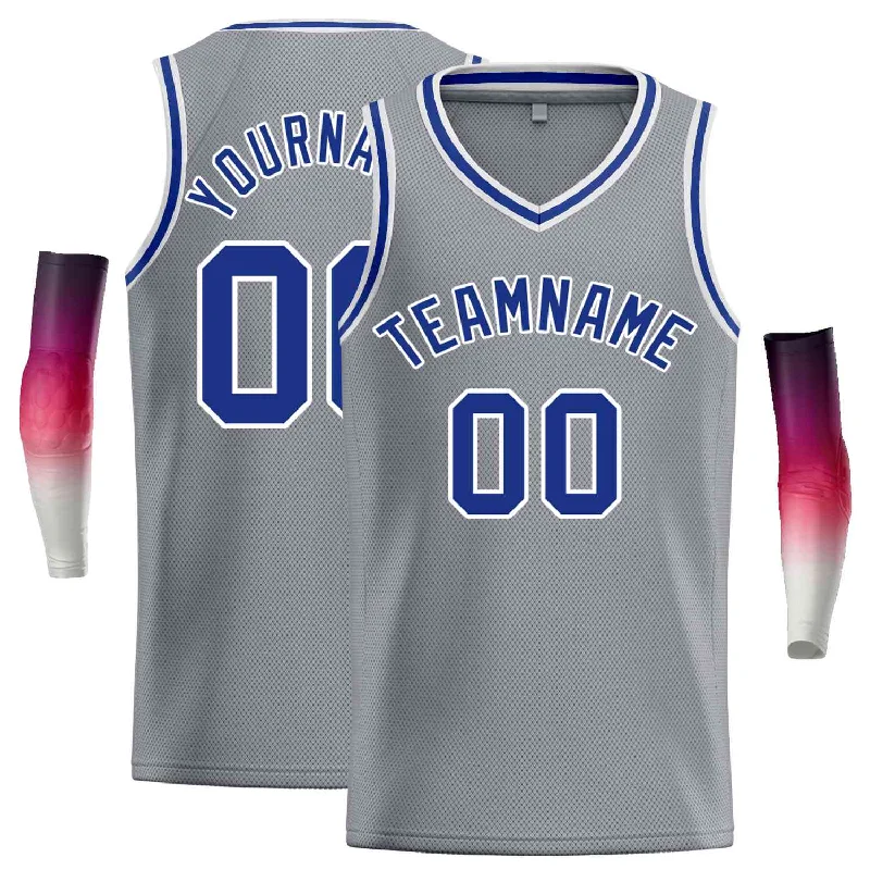 Basketball Jersey for Flexible, Fast Play on the Court-Custom Dark Gray Royal-White Classic Tops Men Casual Basketball Jersey