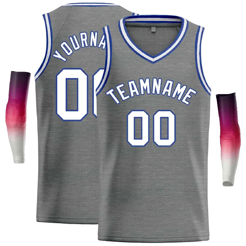 Basketball Jersey for Professional Performance and Comfort-Custom Dark Gray White-Blue Classic Tops Men Casual Basketball Jersey