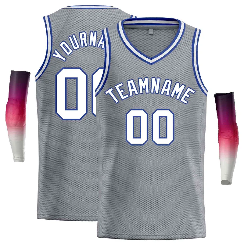 Basketball Jersey for Best Performance and Durability-Custom Dark Gray White-Blue Classic Tops Men Casual Basketball Jersey