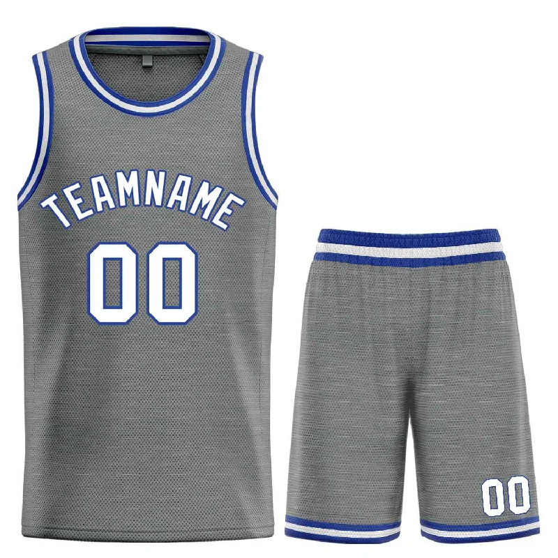 Basketball Jersey with Stretch for Maximum Agility-Custom Dark Gray White-Royal Classic Sets Bull Basketball Jersey