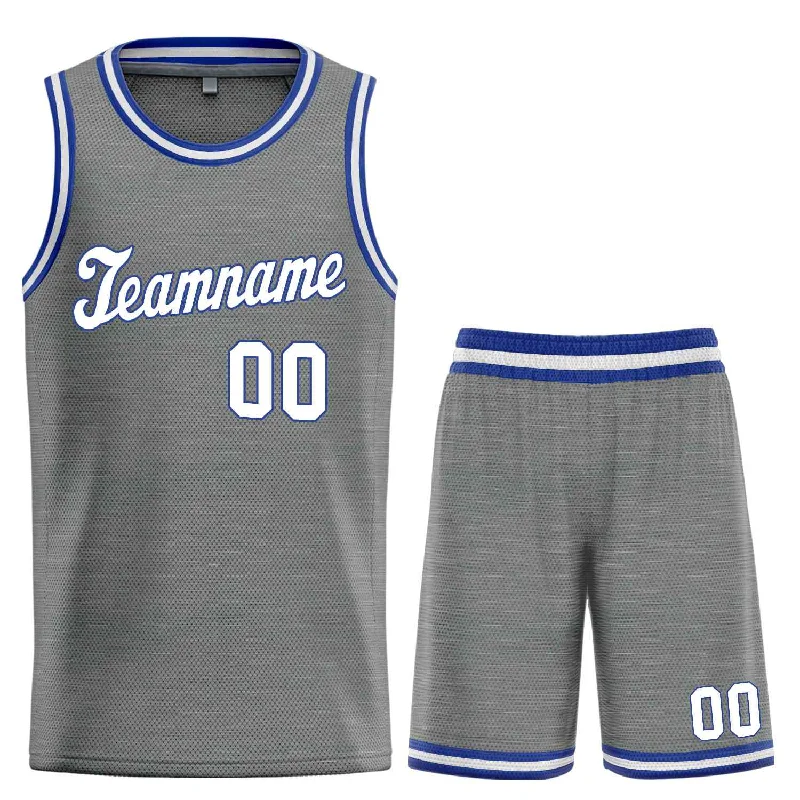 Basketball Jersey for Comfortable Wear in Hot Weather-Custom Dark Gray White-Royal Classic Sets Sports Uniform Basketball Jersey