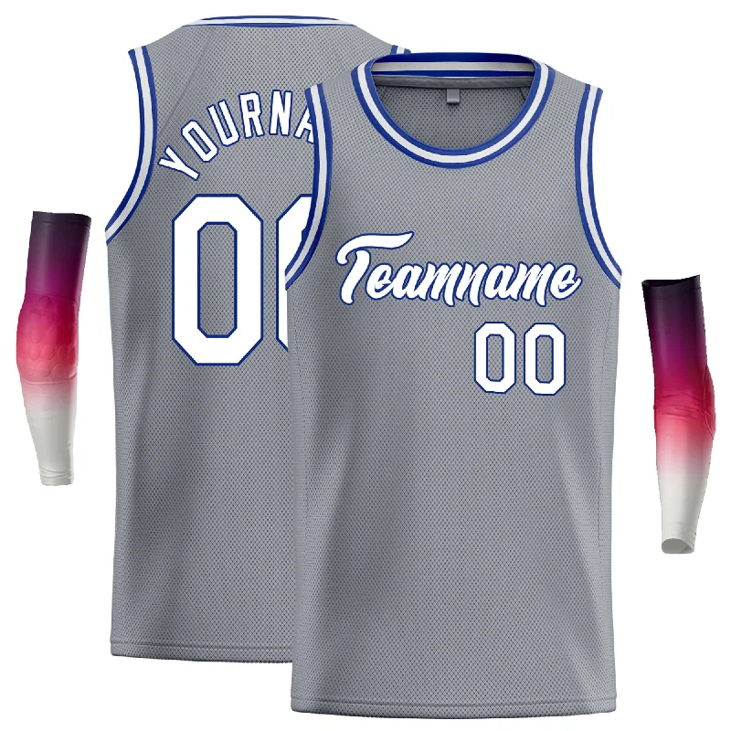 Basketball Jersey for Ultimate Flexibility-Custom Dark Gray White-Royal Classic Tops Casual Basketball Jersey