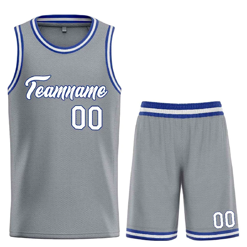 Basketball Jersey for Better Mobility and Speed-Custom Dark Gray White-Royal Heal Sports Uniform Classic Sets Basketball Jersey