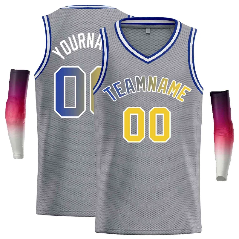 Basketball Jersey for Full Range of Motion During Play-Custom Dark Gray Yellow-Royal Classic Tops Men Casual Basketball Jersey