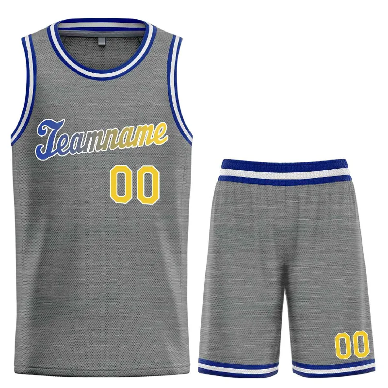 Basketball Jersey for Stretchable, Breathable Fabric-Custom Dark Gray Yellow-White Classic Sets Sports Uniform Basketball Jersey