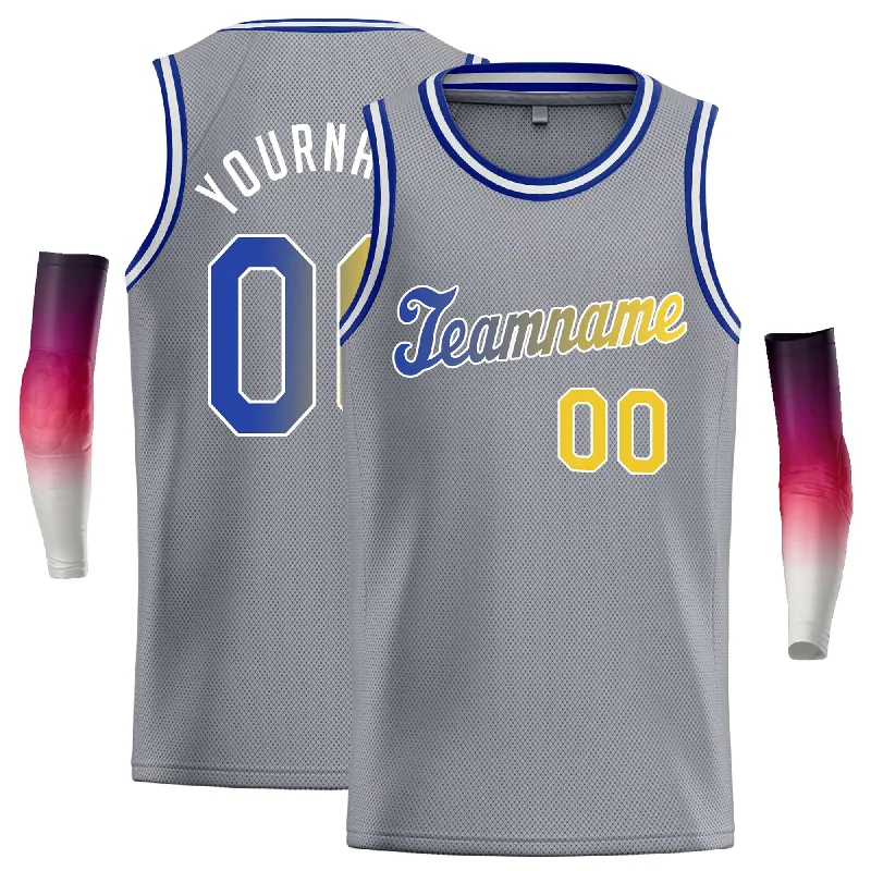 Basketball Jersey for Maximum Agility-Custom Dark Gray Yellow-White Classic Tops Casual Basketball Jersey