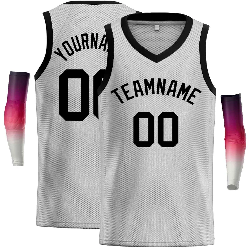 Basketball Jersey with Cooling Technology for Heat Relief-Custom Gray Black-Classic Tops Men Casual Basketball Jersey