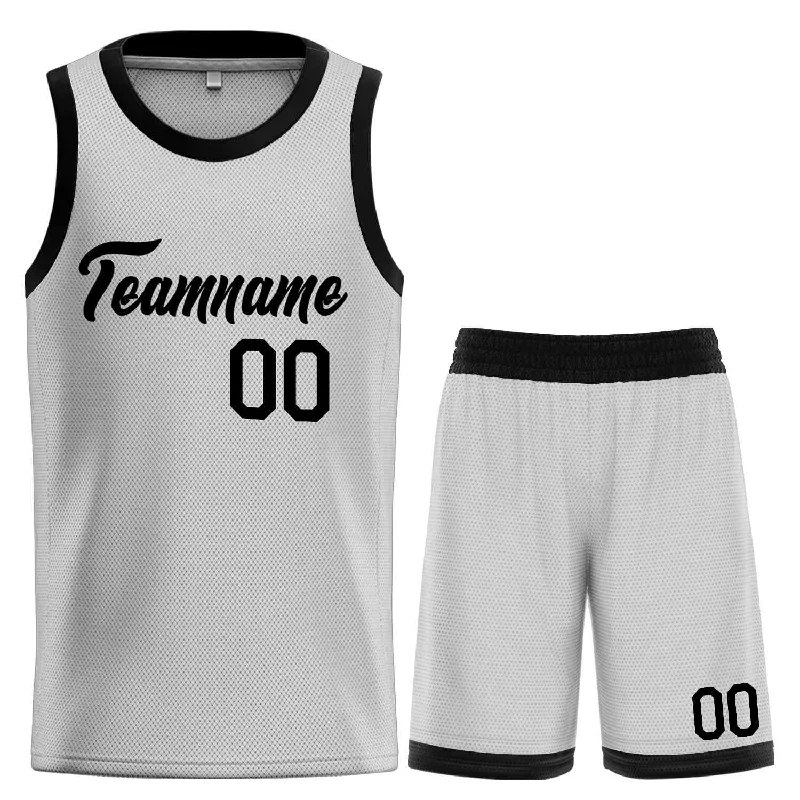 Basketball Jersey with Stretch for Maximum Agility-Custom Gray Black Heal Sports Uniform Classic Sets Basketball Jersey