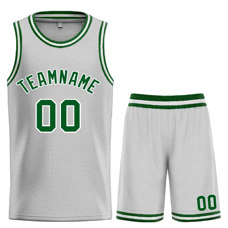 Basketball Jersey for Professional Play and Everyday Comfort-Custom Gray Green-White Classic Sets Bull Basketball Jersey