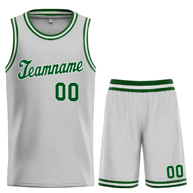 Basketball Jersey for Comfortable Performance in Every Game-Custom Gray Green-White Classic Sets Sports Uniform Basketball Jersey