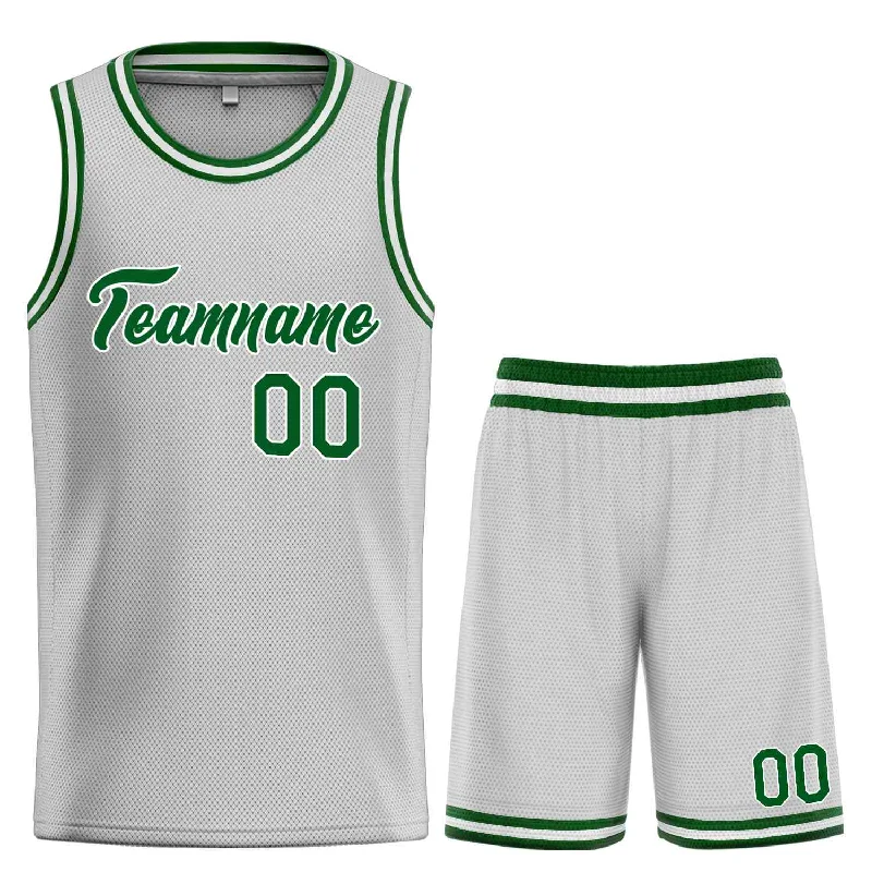 Basketball Jersey for Perfect Fit and Flexibility-Custom Gray Green-White Heal Sports Uniform Classic Sets Basketball Jersey